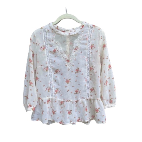 Anthropologie Tops - ANTHRO Pins & Needles Floral Lace Sheer Blouse